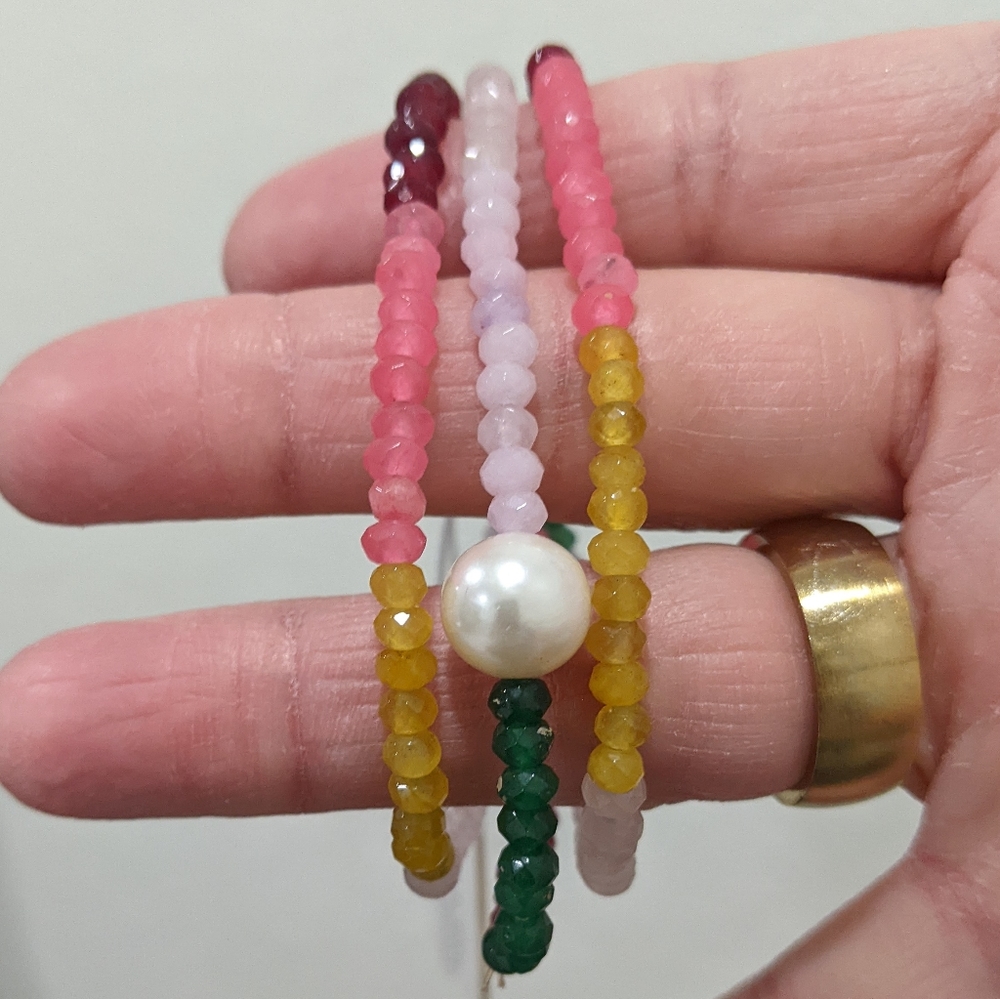 🔥GemStones and Pearl Stretch Bracelets